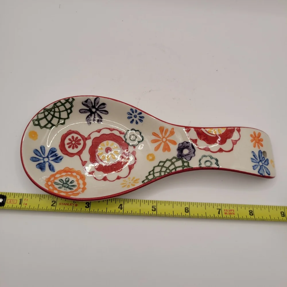 Pier 1 Imports Floral Ceramic Spoon Rest